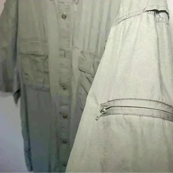 Field & Stream Button Down Fishing Shirt Short Sleeved olive Size Extra Large - Picture 2 of 4